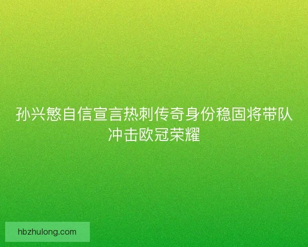 孙兴慜自信宣言热刺传奇身份稳固将带队冲击欧冠荣耀